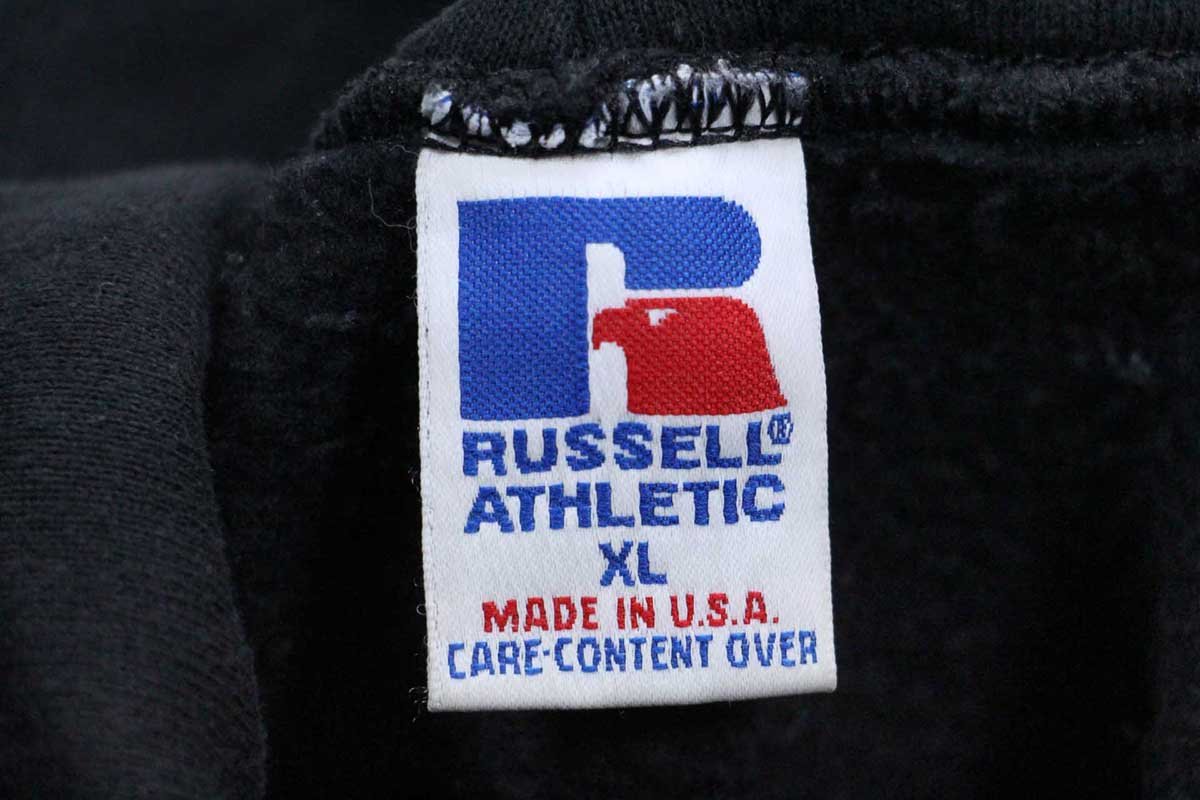 画像4: 90s USA製 RUSSELLラッセル 無地 スウェットパーカー 黒 XL★E フーディー ブランク (4)