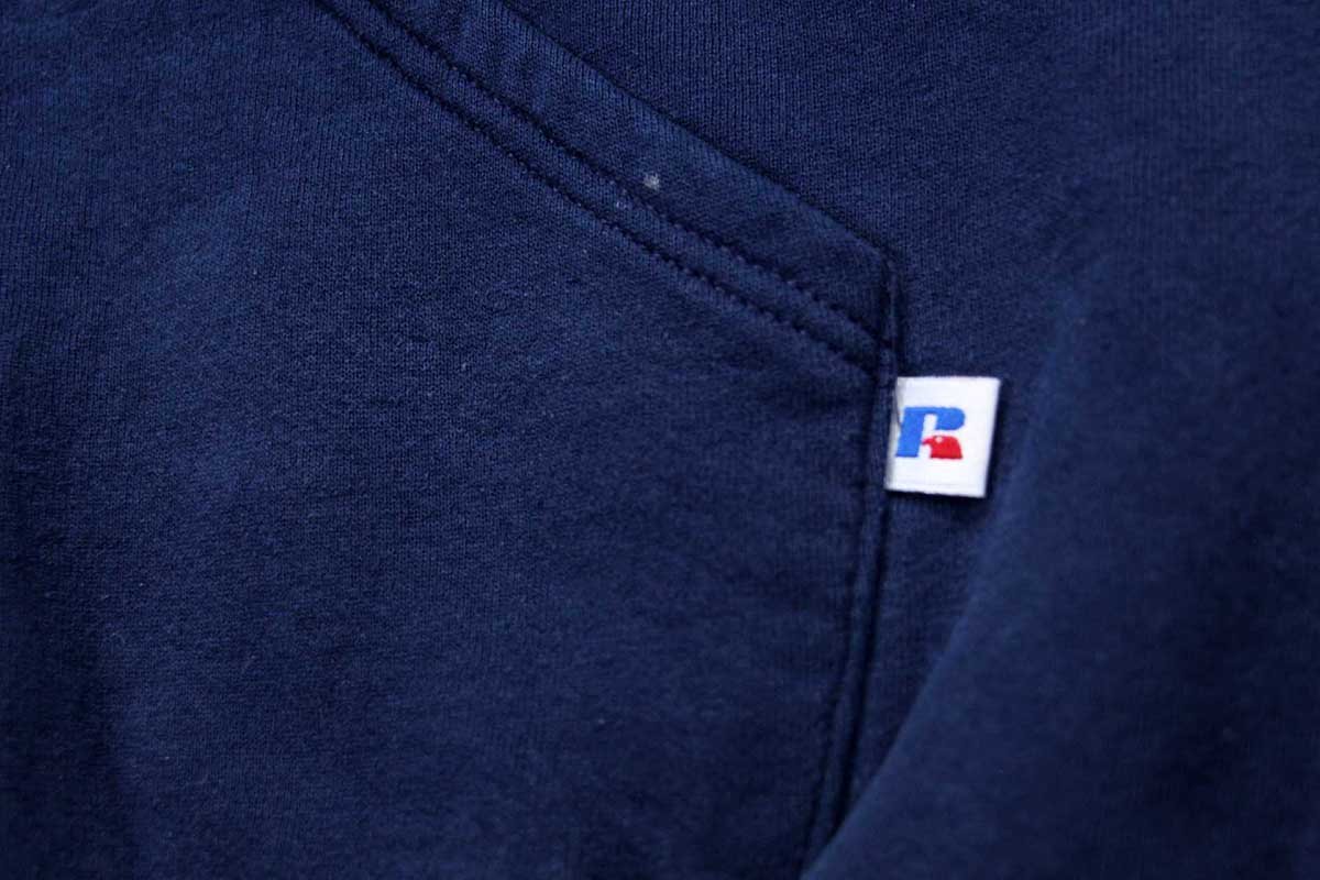 画像5: 90s メキシコ製 RUSSELLラッセル 無地 スウェットパーカー 紺 M★F フーディー ブランク (5)