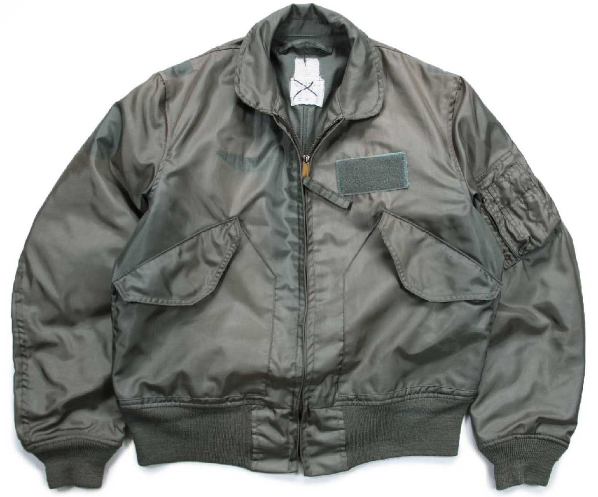 画像1: 80s 米軍 USAF CWU-36/P フライトジャケット 初期型 セージグリーン フェード M (1)