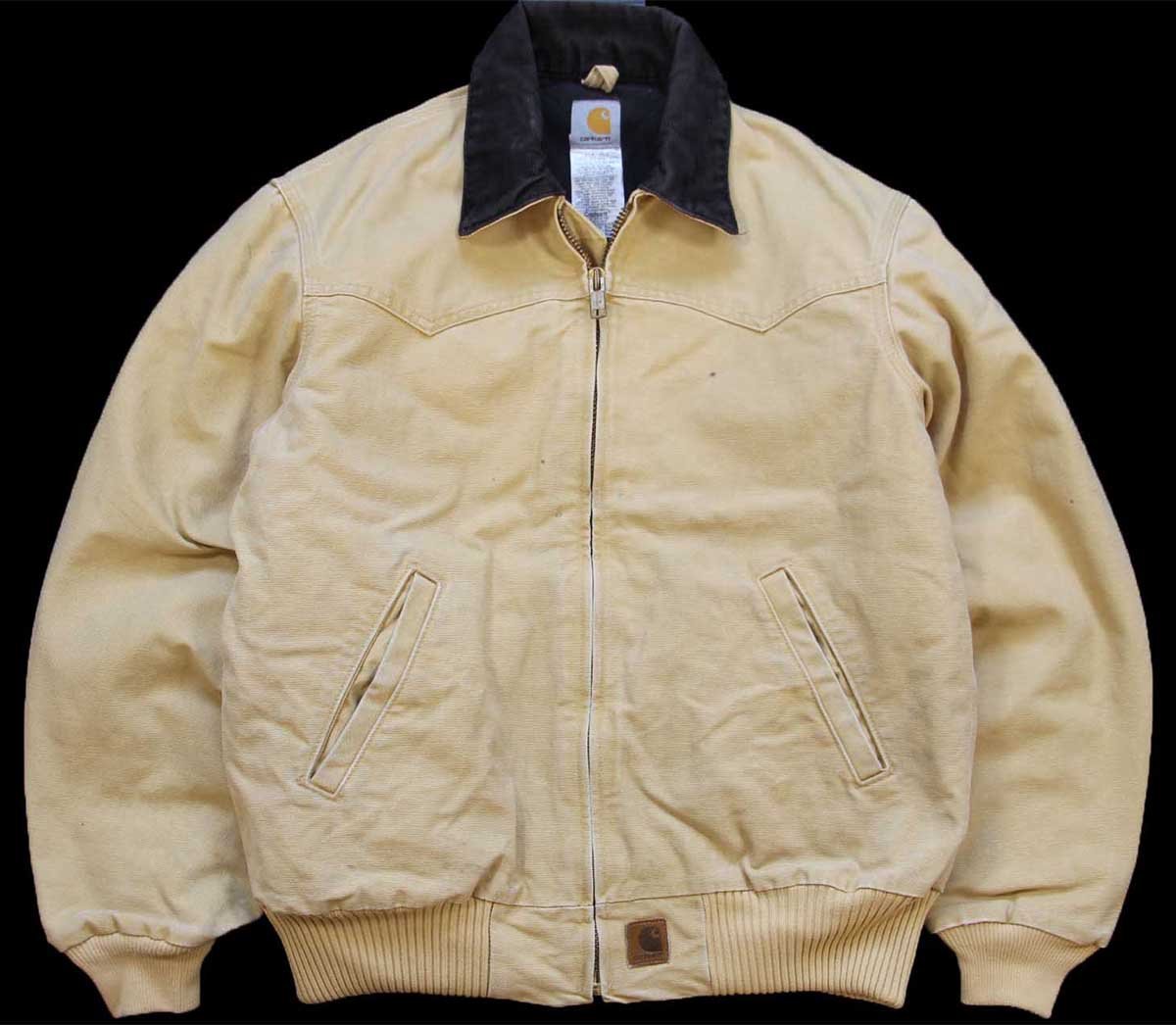 画像1: メキシコ製 carharttカーハート キルティングライナー ダック地 サンタフェジャケット 薄茶 M-R (1)