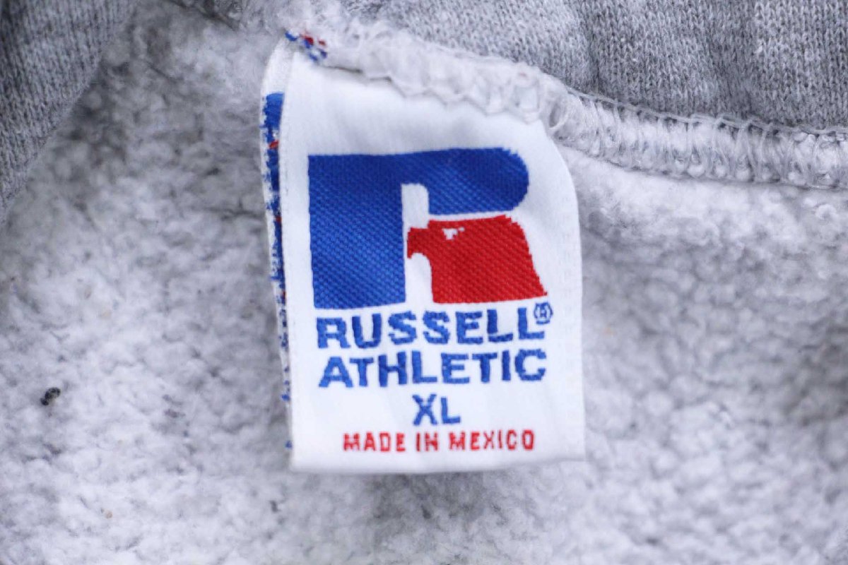 画像4: 90s メキシコ製 RUSSELLラッセル 無地 スウェットパーカー 杢グレー XL★B フーディー ブランク (4)