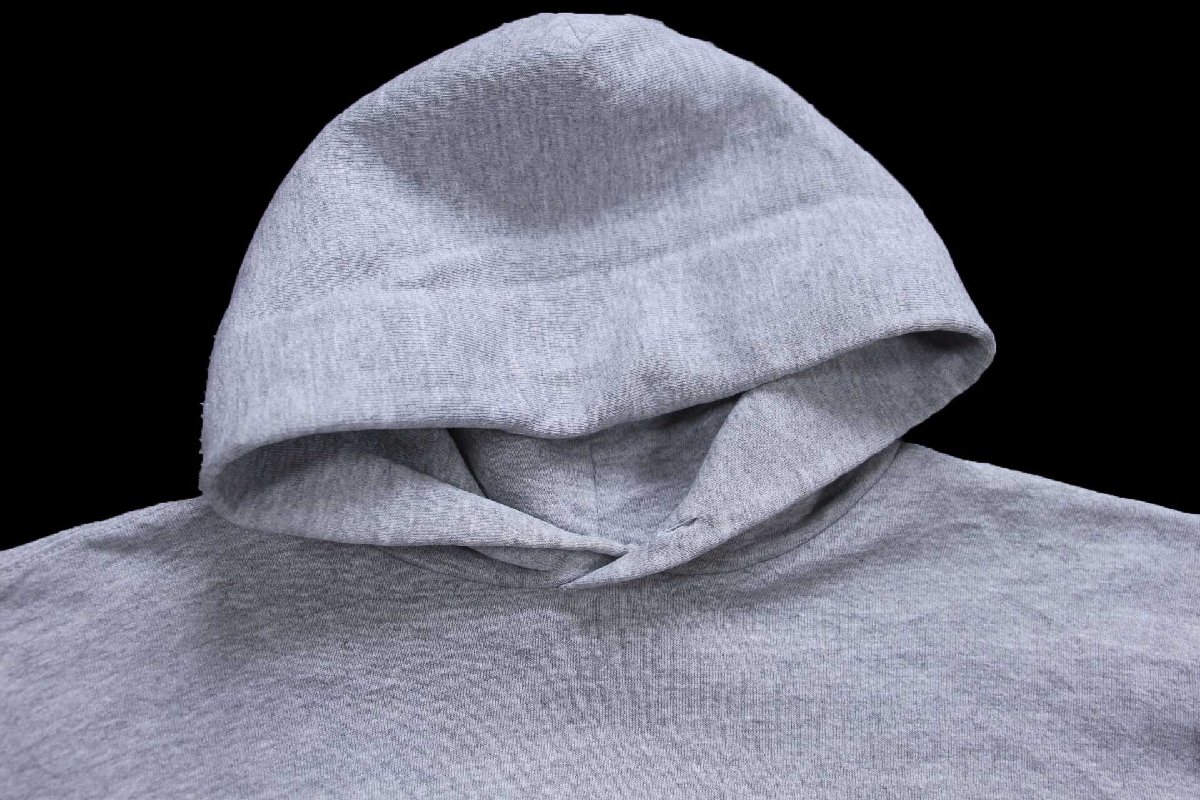 画像3: 90s USA製 RUSSELLラッセル 無地 スウェットパーカー 杢グレー M★I フーディー ブランク (3)