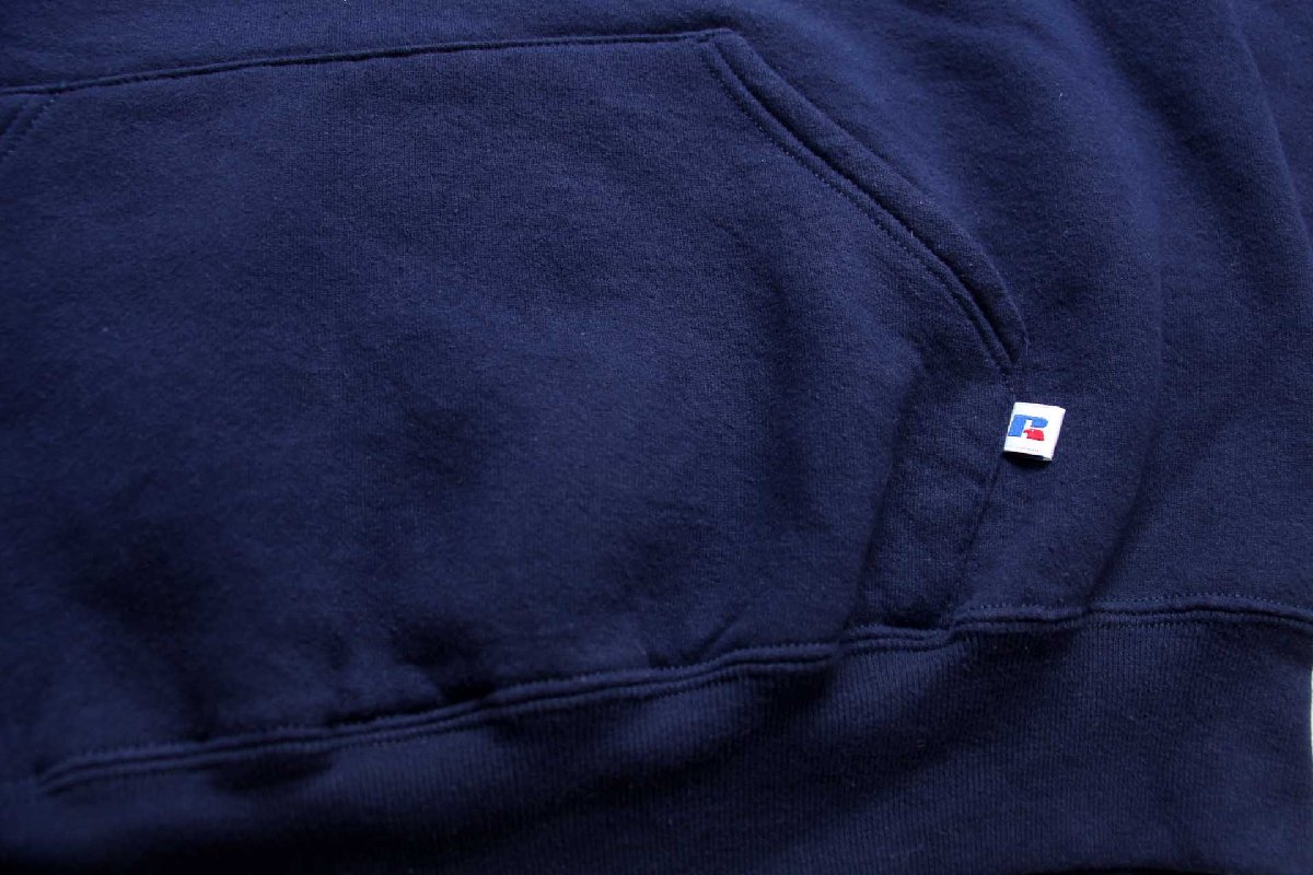 画像5: 90s メキシコ製 RUSSELLラッセル 無地 スウェットパーカー 紺 XL★G フーディー ブランク (5)