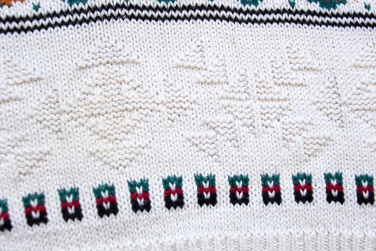 画像6: 90s USA製 LANDS'ENDランズエンド フォークロア 編み柄 コットンニット セーター M (6)