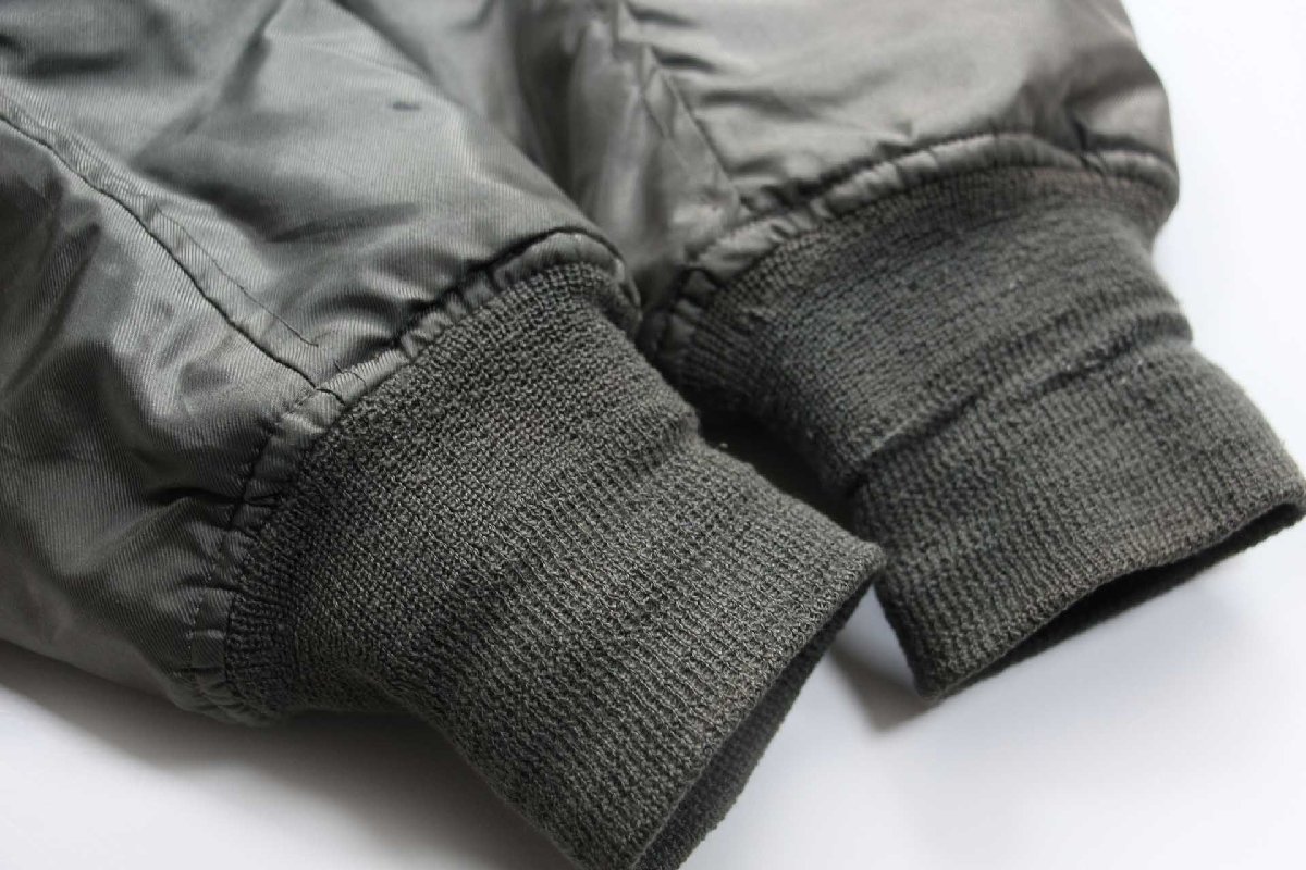 画像9: 80s 米軍 USAF CWU-36/P パッチ付き アラミド フライトジャケット セージグリーン L (9)