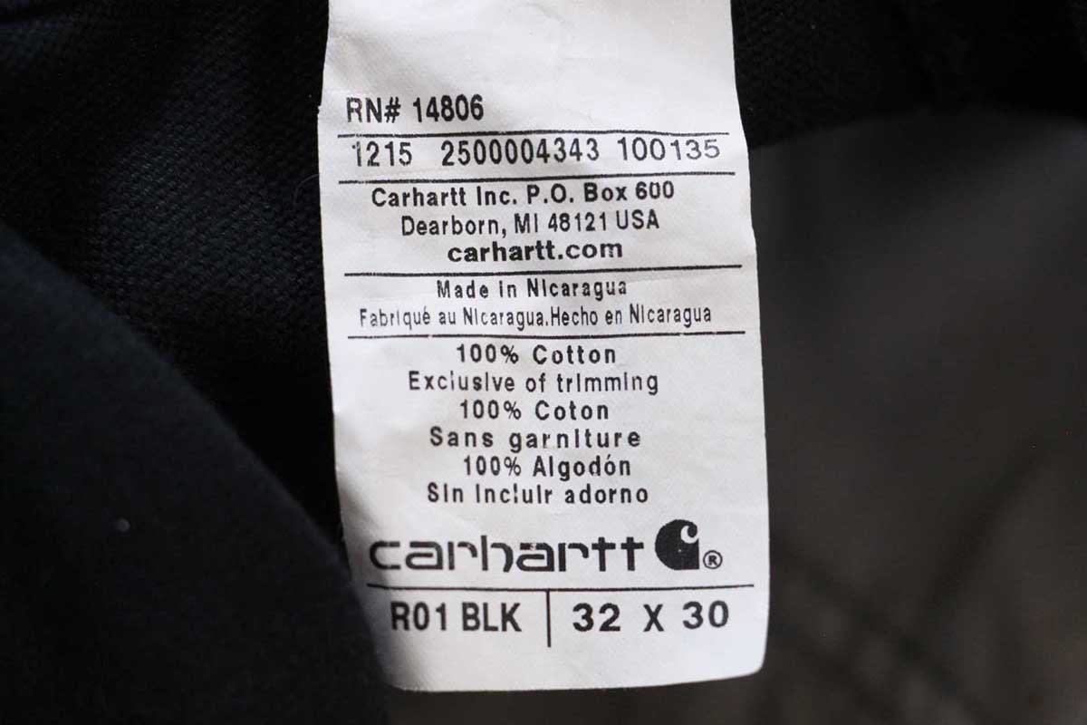 画像5: carharttカーハート ダブルニー ダック地 オーバーオール 黒 W32 L30 (5)