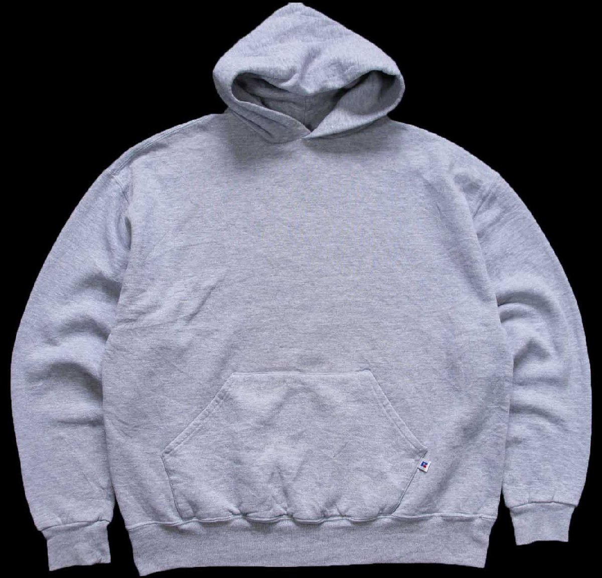 画像1: 90s メキシコ製 RUSSELLラッセル 無地 スウェットパーカー 杢グレー XL★B フーディー ブランク (1)