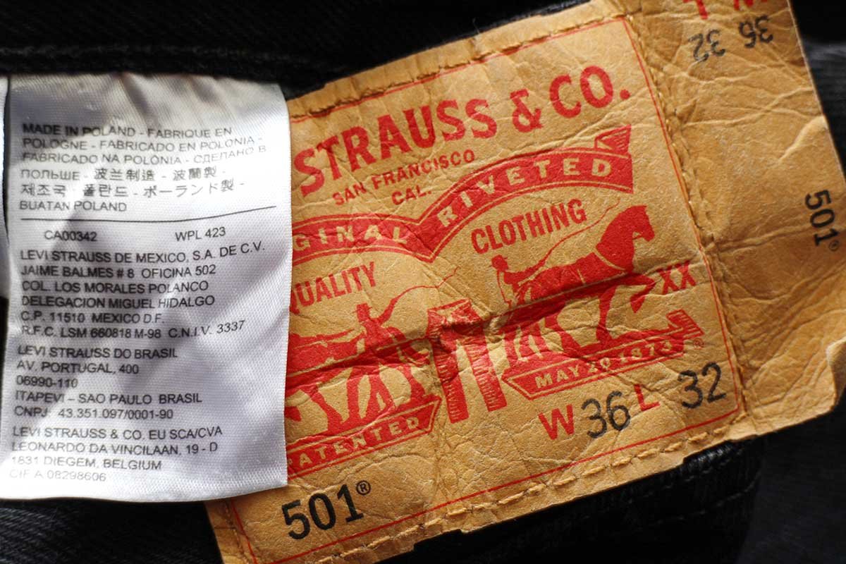 画像5: ポーランド製 Levi'sリーバイス 501 ブラック デニムパンツ W36 L32★SDP4358 ユーロ (5)