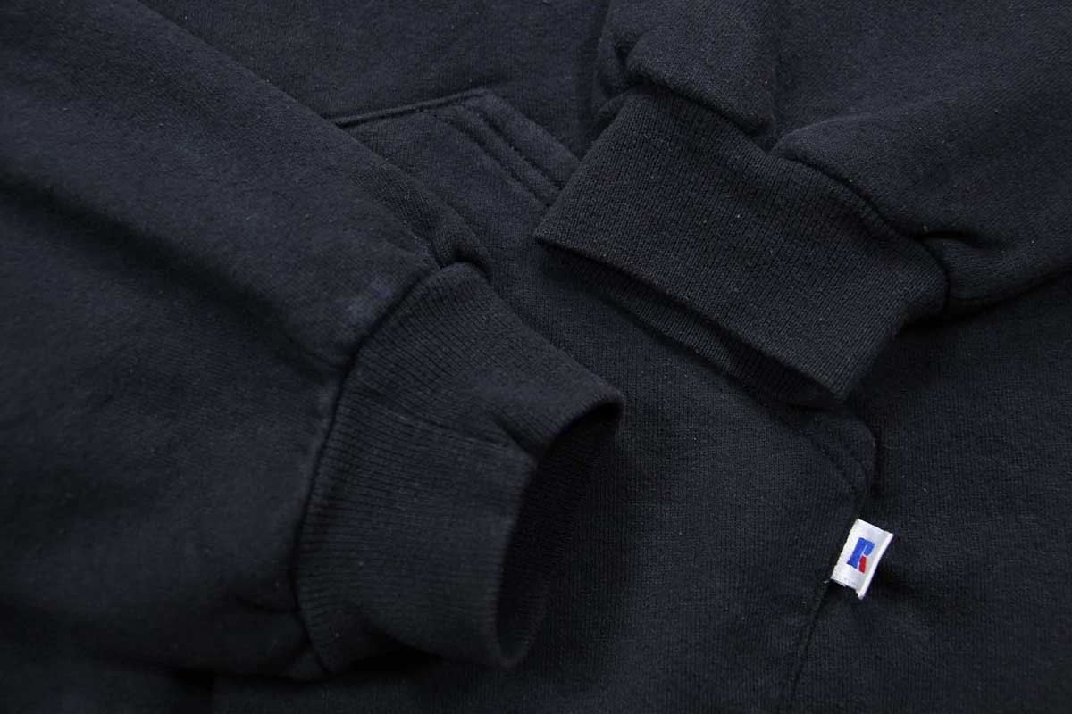 画像5: 90s USA製 RUSSELLラッセル 無地 スウェットパーカー 黒 XL★E フーディー ブランク (5)