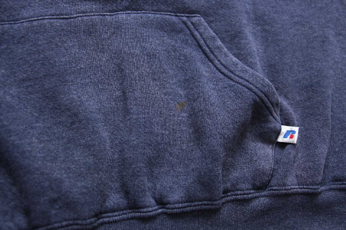 画像6: 00s メキシコ製 RUSSELLラッセル 無地 スウェットパーカー ネイビーグレー XL★フーディー ブランク (6)