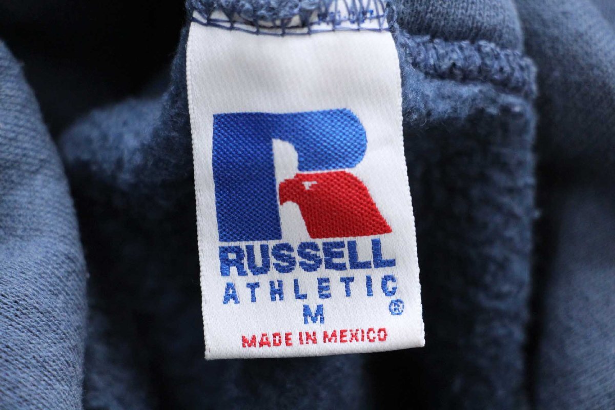 画像4: 90s メキシコ製 RUSSELLラッセル 無地 スウェットパーカー ブルーグレー M★フーディー ブランク (4)