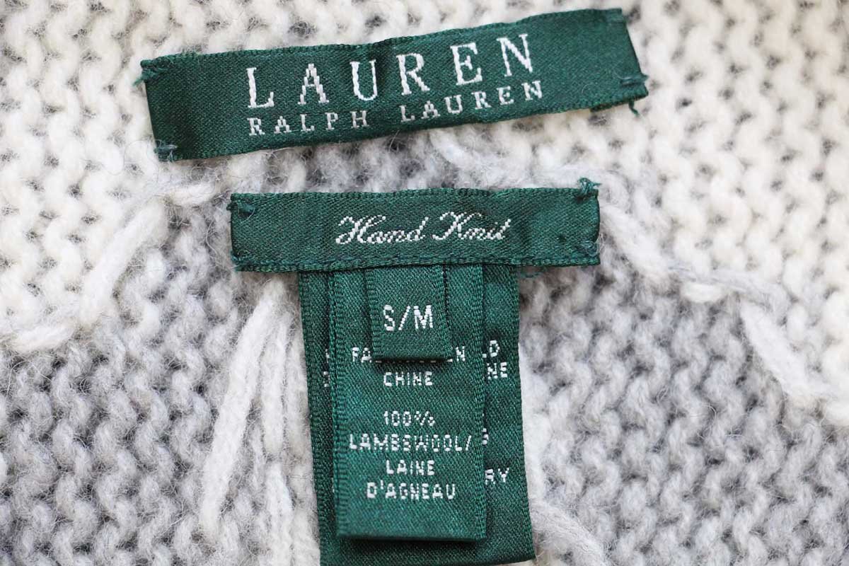 画像4: LAUREN ラルフローレン ネイティブ柄 ショールカラー ラムウール ハンドニット ガウン S/M★カーディガン (4)