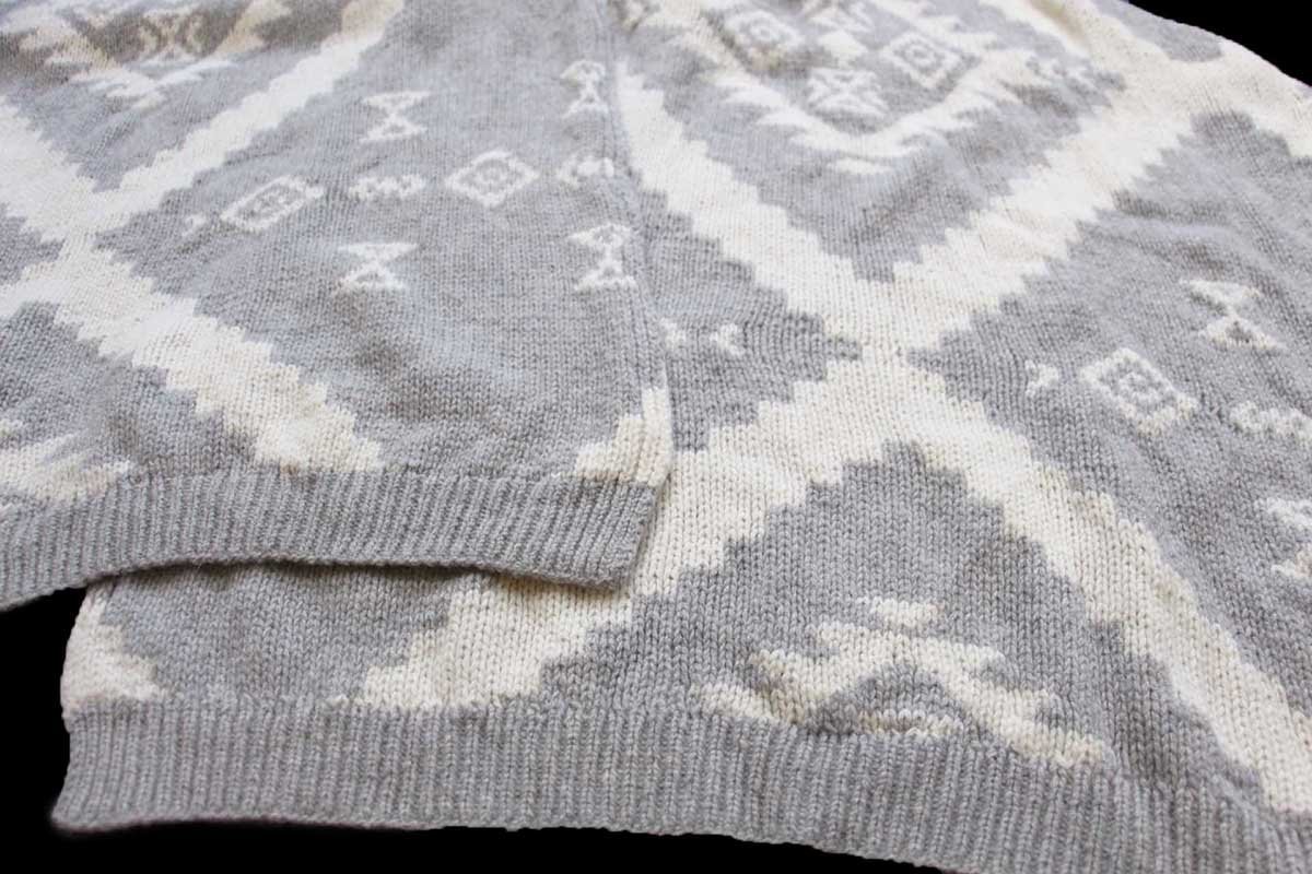 画像7: LAUREN ラルフローレン ネイティブ柄 ショールカラー ラムウール ハンドニット ガウン S/M★カーディガン (7)