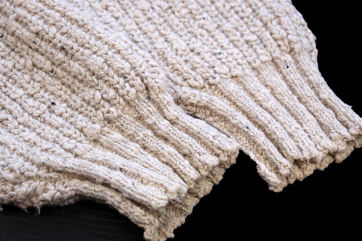 画像6: 90s EddieBauerエディーバウアー ネップ入り ローゲージ コットン×ウールニット セーター グレーベージュ XL (6)