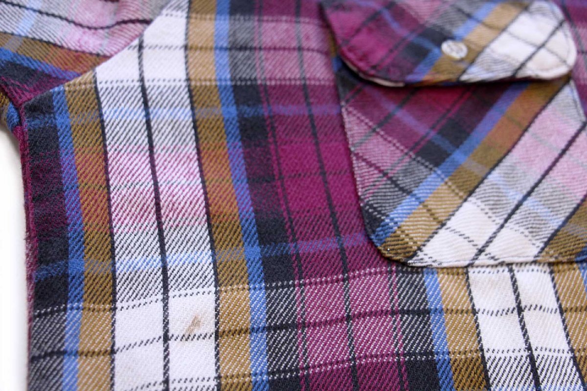 画像5: 90s USA製 FIVE BROTHERファイブブラザー チェック コットン フランネルシャツ L-T (5)