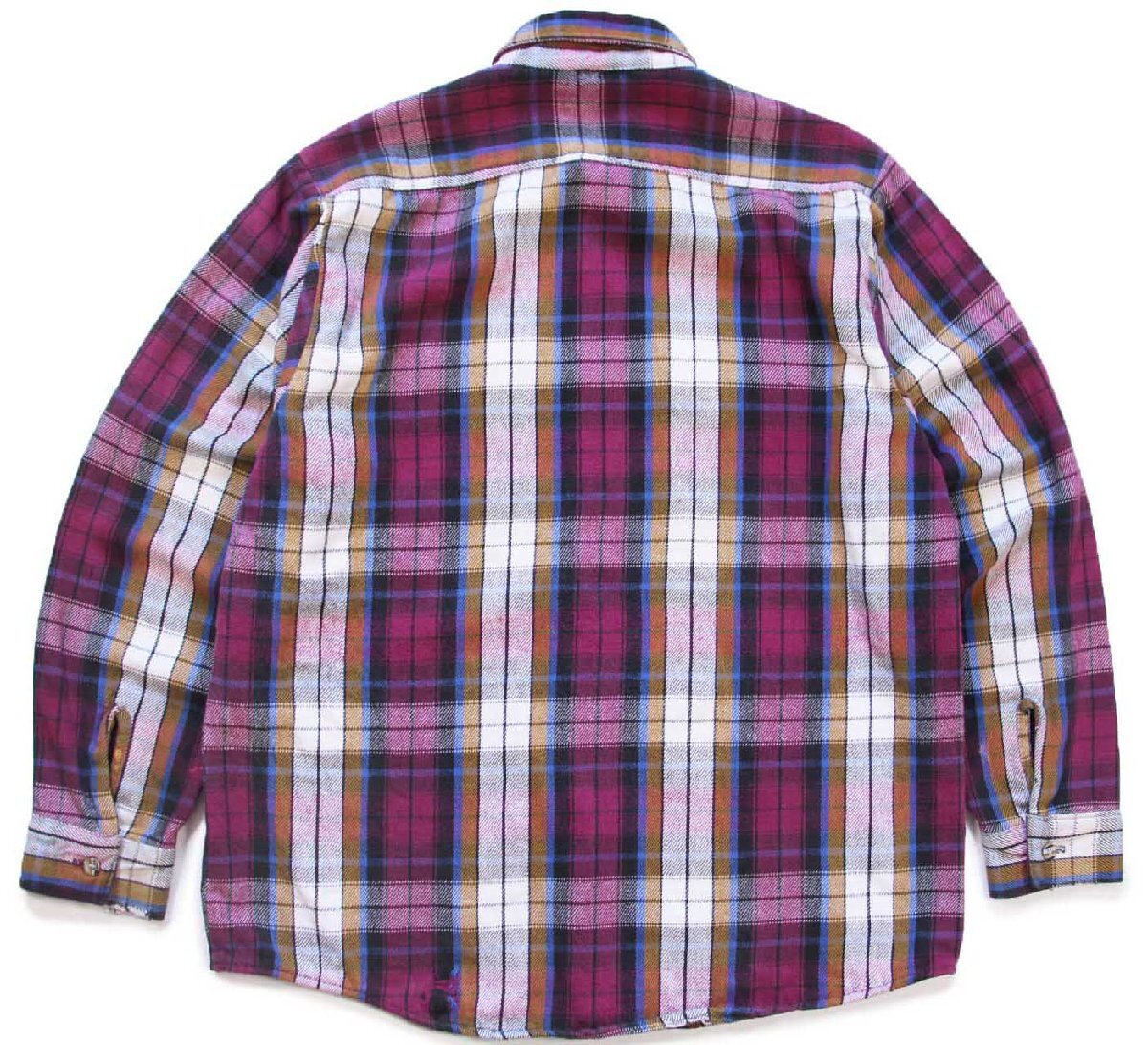 画像2: 90s USA製 FIVE BROTHERファイブブラザー チェック コットン フランネルシャツ L-T (2)