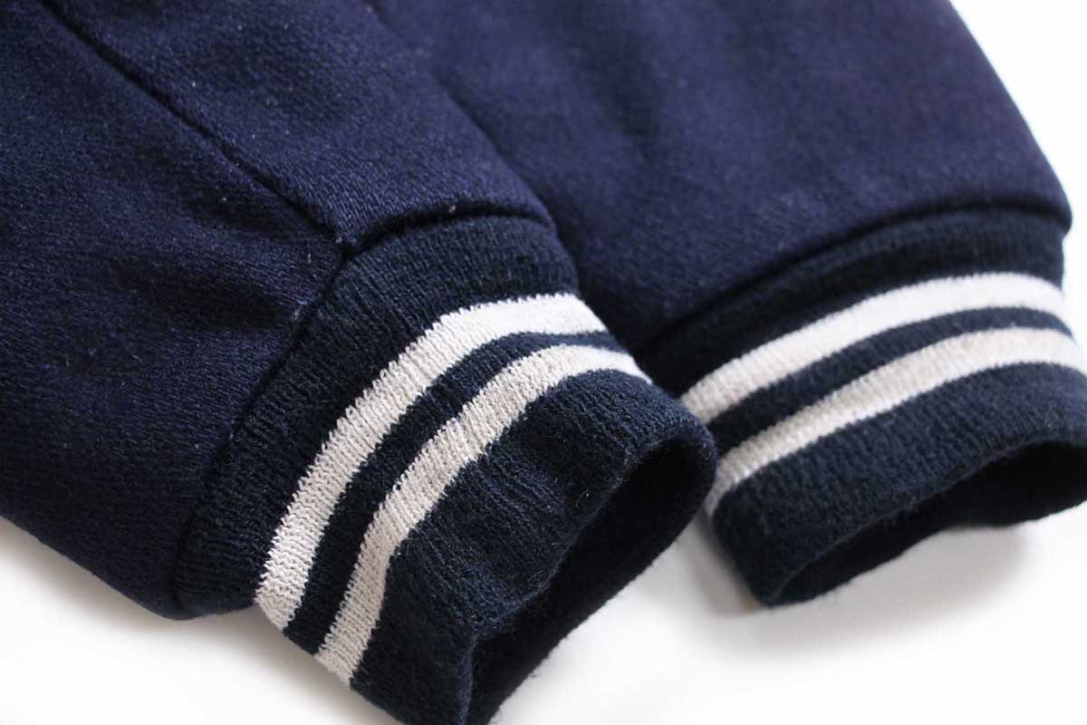 画像7: 70s Fordham HFCS アメフト チェーン刺繍&レタード&フェルトパッチ キルティングライナー メルトン ウール スタジャン 紺 (7)