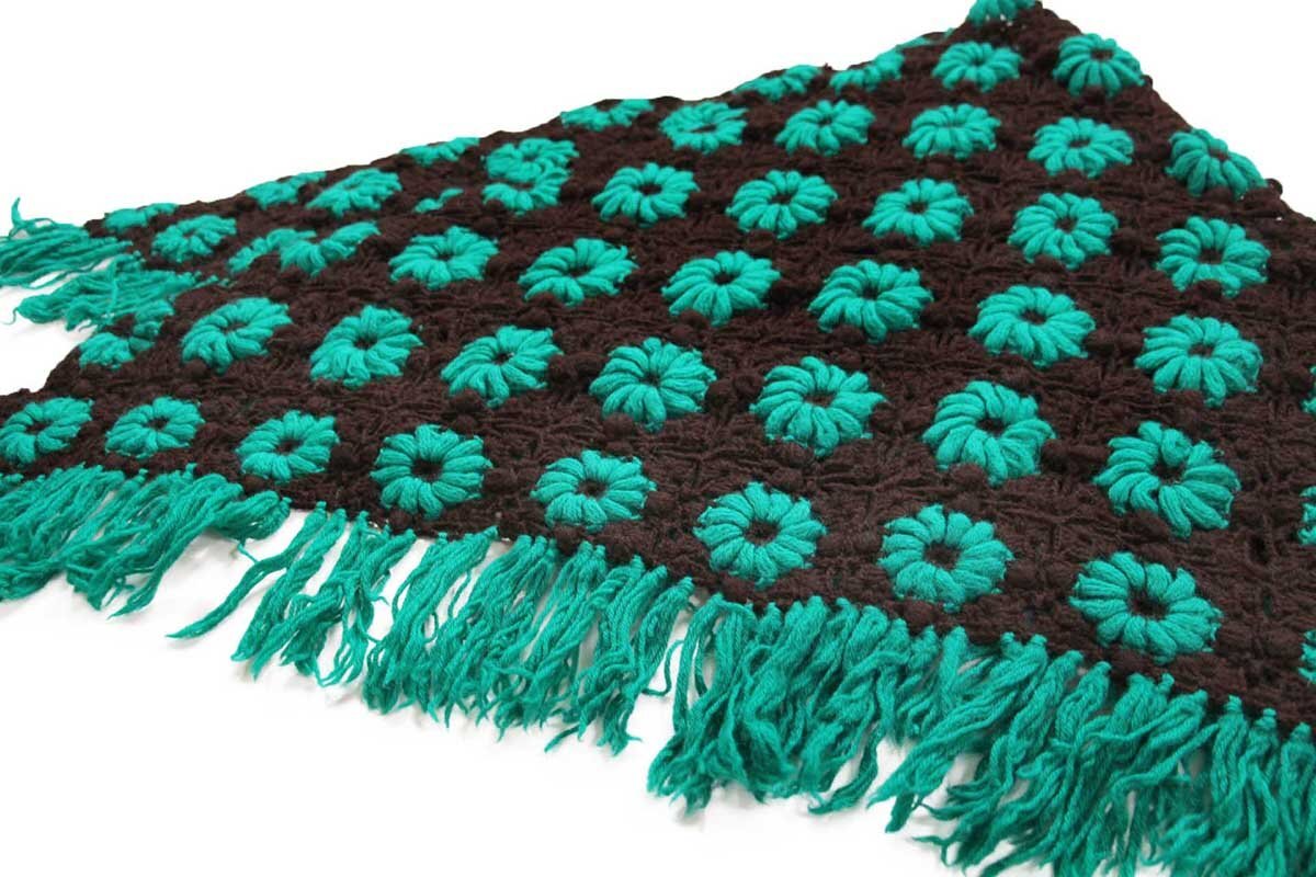 画像1: スクエア モチーフ ニット グラニー ブランケット 三角★J ショール カギ編み (1)