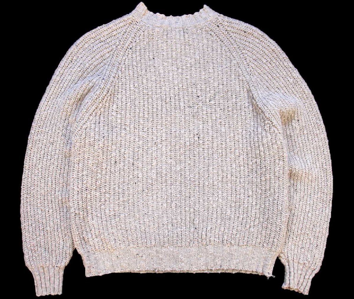 画像2: 90s EddieBauerエディーバウアー ネップ入り ローゲージ コットン×ウールニット セーター グレーベージュ XL (2)