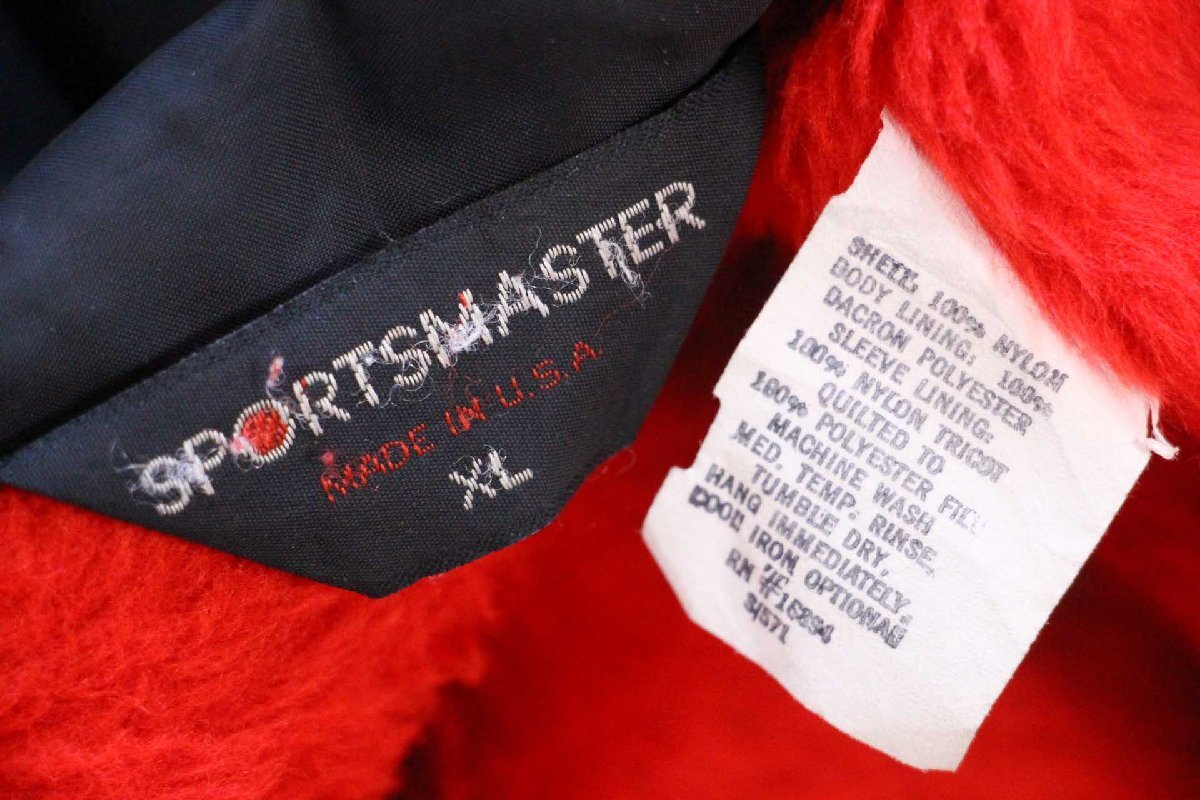 画像4: 80s USA製 SPORTSMASTER 無地 ボアライナー ナイロン コーチジャケット 黒 XL (4)