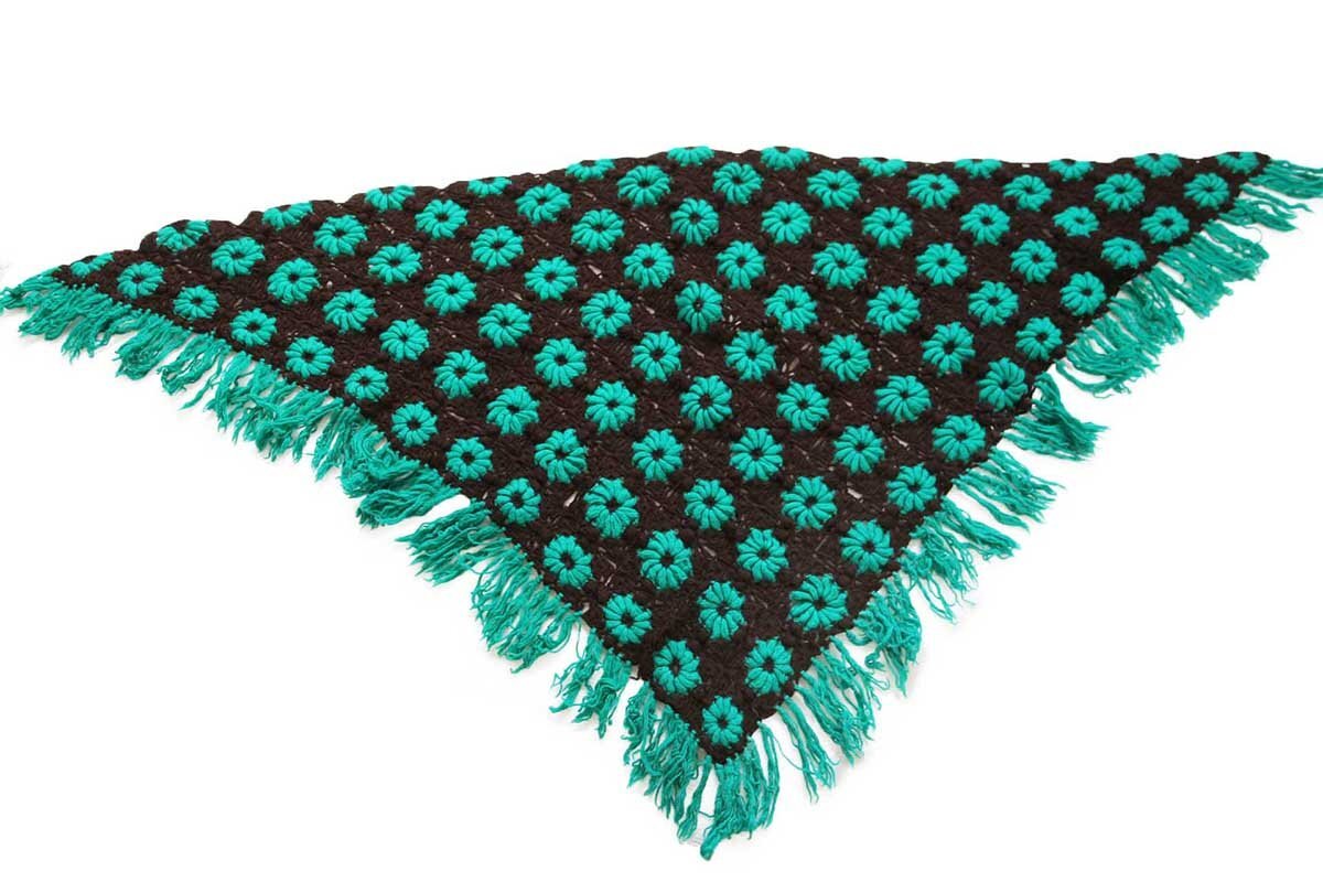 画像3: スクエア モチーフ ニット グラニー ブランケット 三角★J ショール カギ編み (3)