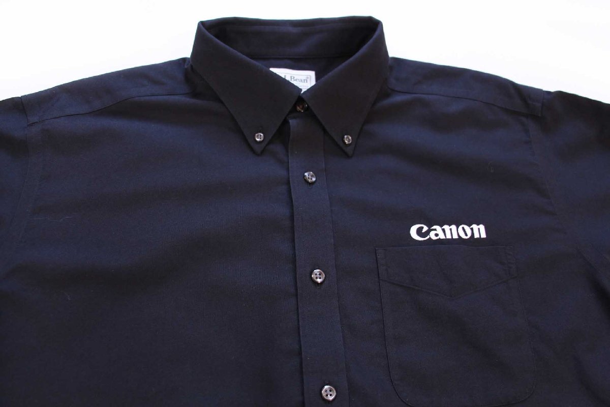 画像3: L.L.Bean Canonキャノン ロゴ刺繍 ボタンダウン オックスフォード コットンシャツ 黒 L-R (3)