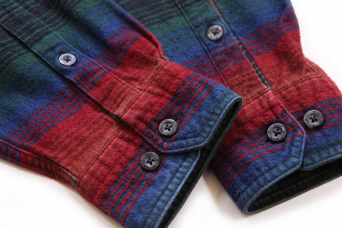 画像6: 00s Woolrichウールリッチ ラグ柄 ボタンダウン コットン シャモアクロスシャツ L (6)