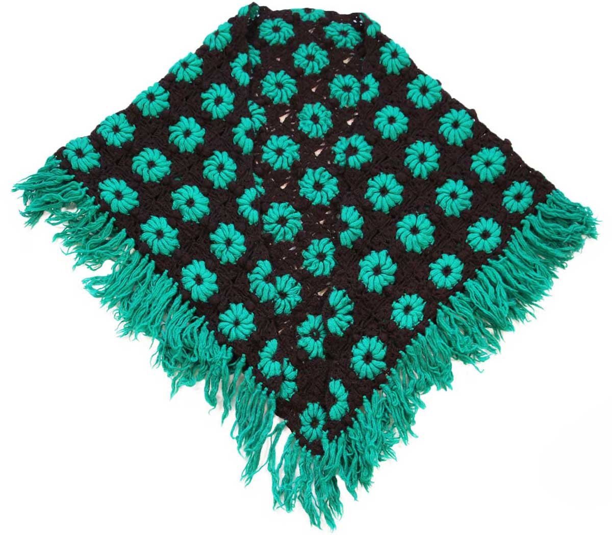 画像2: スクエア モチーフ ニット グラニー ブランケット 三角★J ショール カギ編み (2)