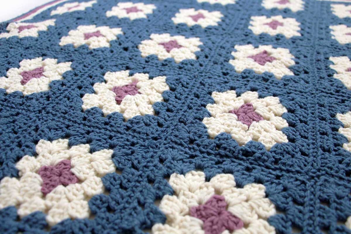 画像3: スクエア モチーフ ニット グラニー ブランケット★L カギ編み (3)