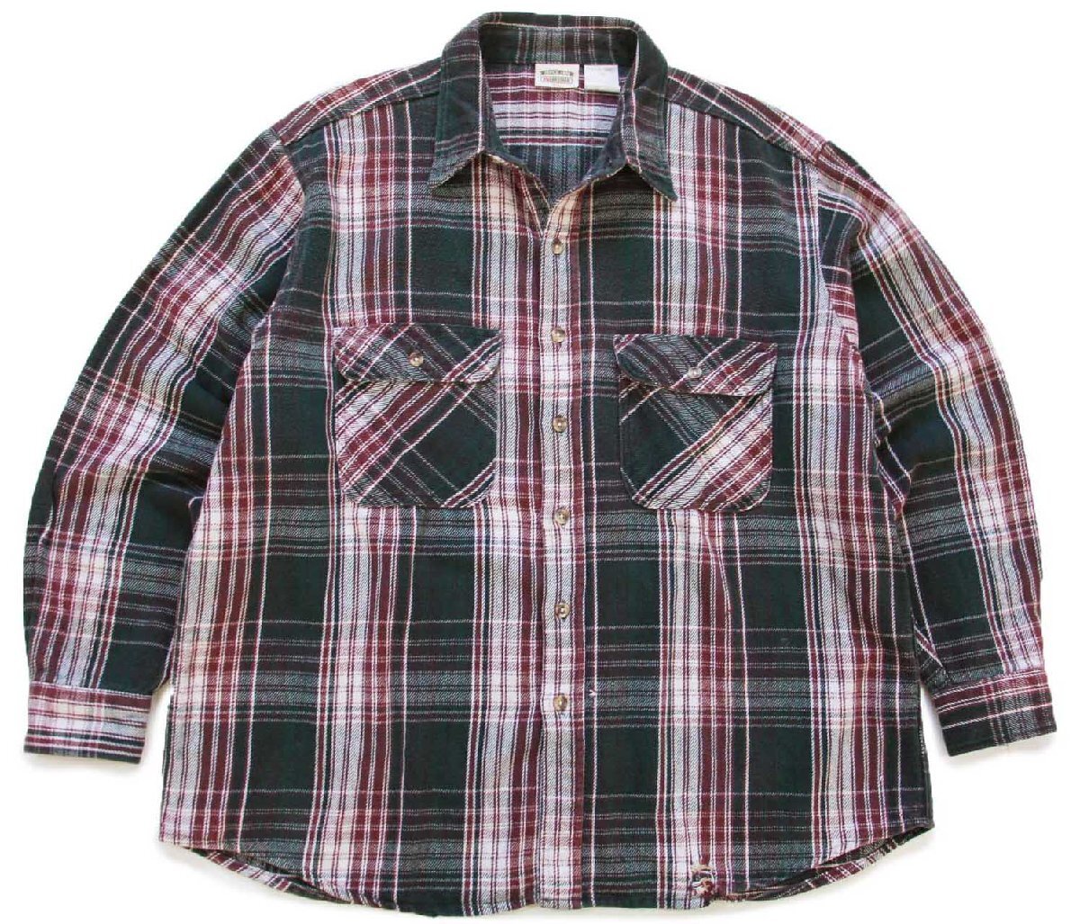 画像1: 00s FIVE BROTHERファイブブラザー チェック コットン フランネルシャツ 2XL★特大 (1)