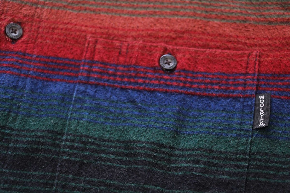 画像5: 00s Woolrichウールリッチ ラグ柄 ボタンダウン コットン シャモアクロスシャツ L (5)