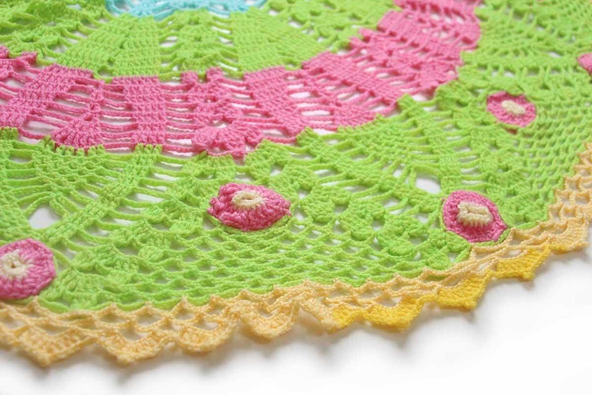 画像3: フラワー モチーフ ニット グラニー ブランケット サークル★I カギ編み (3)