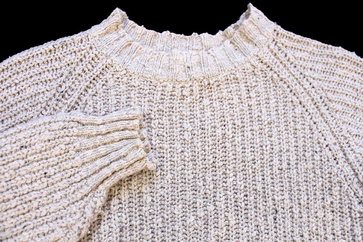 画像3: 90s EddieBauerエディーバウアー ネップ入り ローゲージ コットン×ウールニット セーター グレーベージュ XL (3)