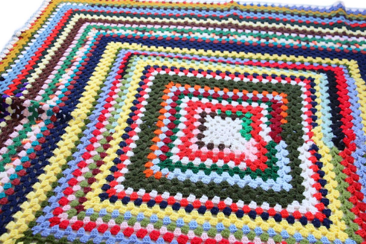 画像1: スクエア ニット グラニー ブランケット★O カギ編み (1)