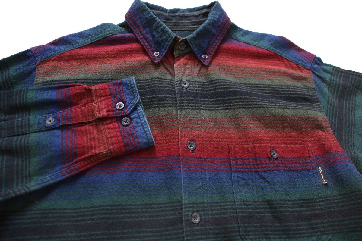 画像3: 00s Woolrichウールリッチ ラグ柄 ボタンダウン コットン シャモアクロスシャツ L (3)
