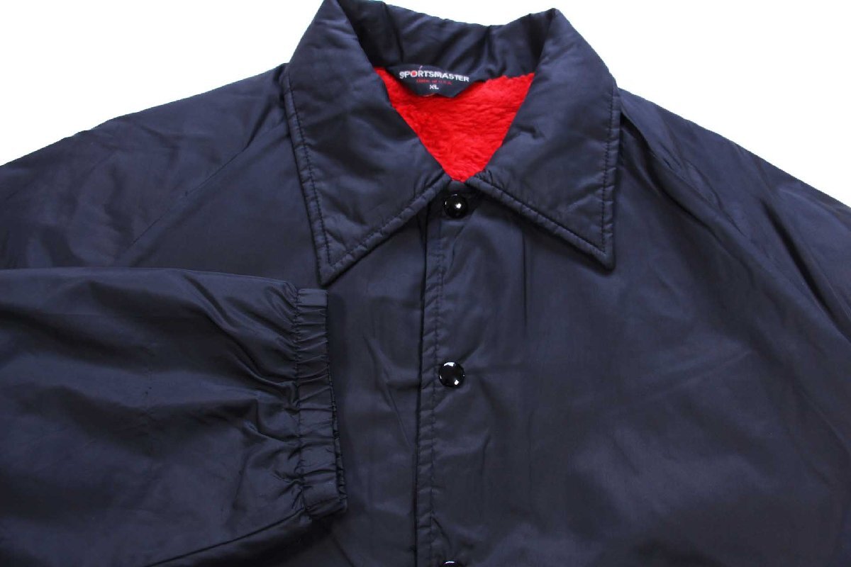画像3: 80s USA製 SPORTSMASTER 無地 ボアライナー ナイロン コーチジャケット 黒 XL (3)