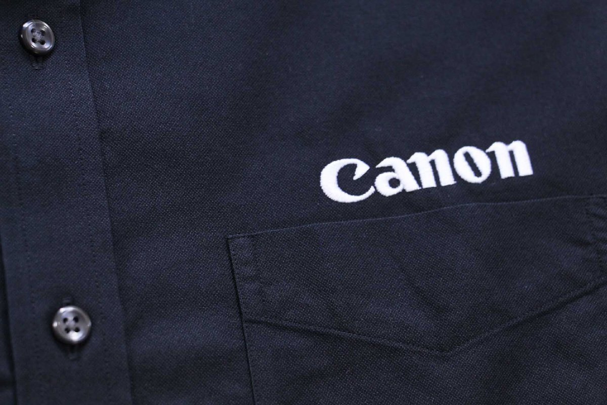 画像5: L.L.Bean Canonキャノン ロゴ刺繍 ボタンダウン オックスフォード コットンシャツ 黒 L-R (5)