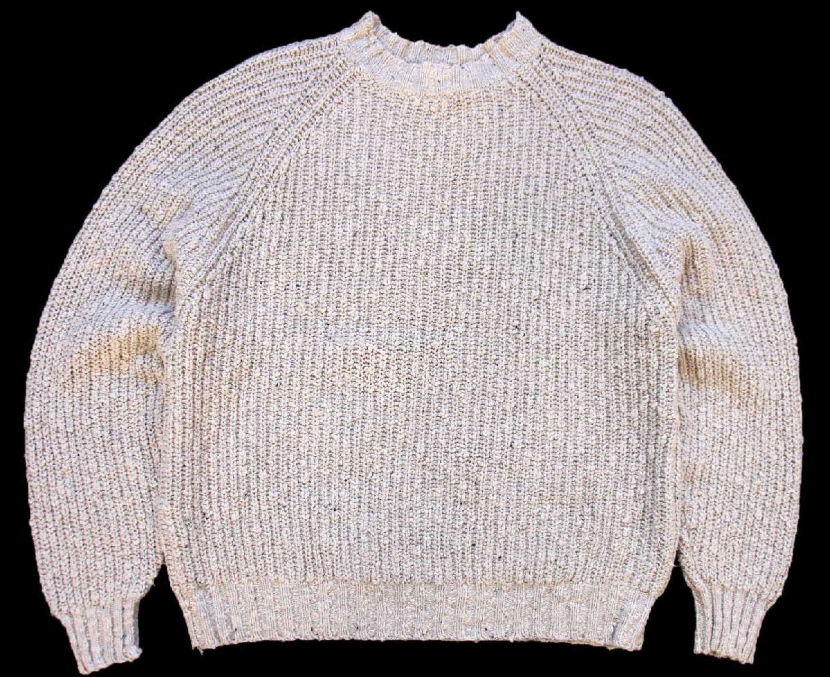 画像1: 90s EddieBauerエディーバウアー ネップ入り ローゲージ コットン×ウールニット セーター グレーベージュ XL (1)