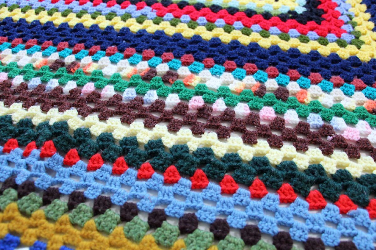 画像3: スクエア ニット グラニー ブランケット★O カギ編み (3)