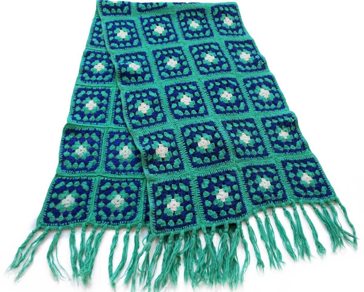 画像2: スクエア モチーフ ニット グラニー ブランケット★K カギ編み (2)