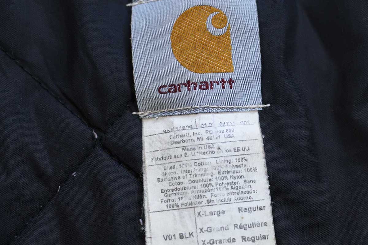 00s USA製 carharttカーハート キルティングライナー ダックベスト 黒