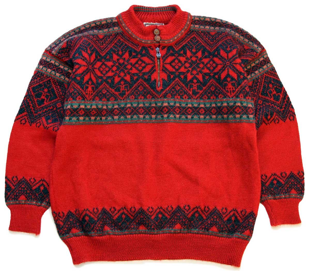 90s DALE OF Norway ノルディックニット 花柄 Mサイズ 00s ノルウェー製 DALE OF NORWAY 雪柄 ノルディック柄 ハーフジップ