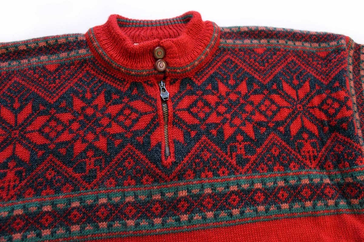 90s DALE OF Norway ノルディックニット 花柄 Mサイズ 90s ノルウェー製 DALE OF NORWAY ノルディック柄 ウールニット