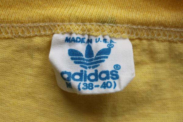 80s USA製 adidasアディダス トレフォイル ビッグロゴ Tシャツ 黄 M