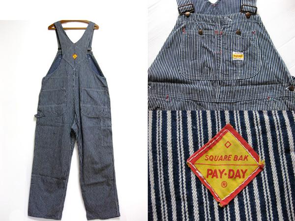 s PENNEY'S PAYDAY ランダムヒッコリー ストライプ オーバーオール