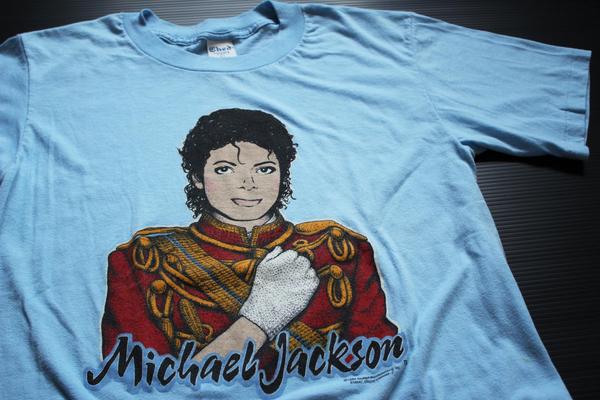80s USA製 Michael Jacksonマイケルジャクソン Tシャツ 水色 L 