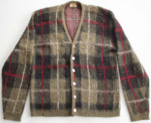 60s CAMPUS チェック柄 モヘア ニットカーディガン - Sixpacjoe Web Shop