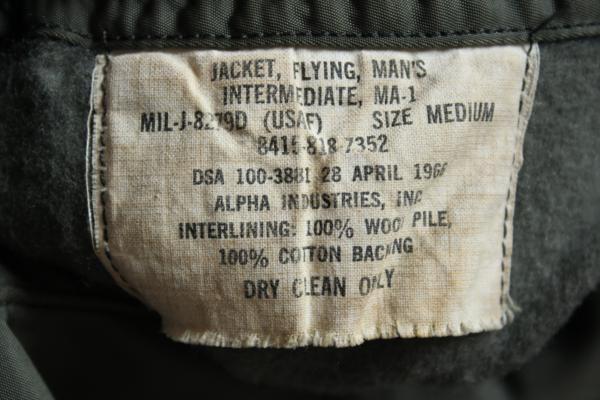 60s 米軍 USAF MA-1 8279D フライトジャケット M - Sixpacjoe Web Shop