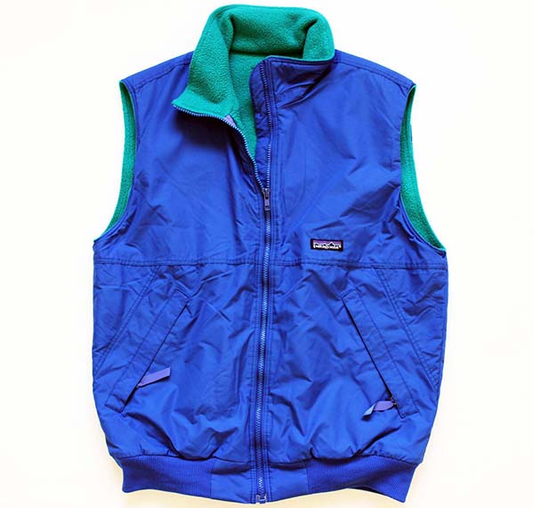 90s USA製 patagoniaパタゴニア フリースライナー ナイロンベスト M 青 