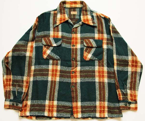 40s USA製 McGREGORマクレガー チェック ウールシャツ L - Sixpacjoe 